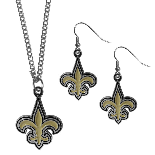 New Orleans Saints Dangle Earrings and Chain Necklace Set - Siskiyou Buckle