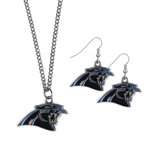 Carolina Panthers Dangle Earrings and Chain Necklace Set - Siskiyou Buckle