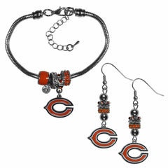 Chicago Bears Euro Bead Earrings and Bracelet Set - Siskiyou Buckle