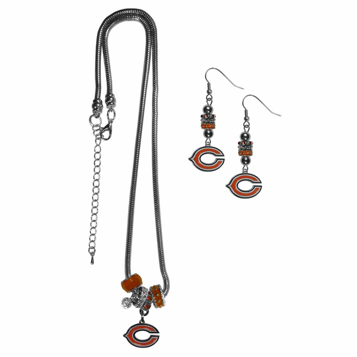 Chicago Bears Euro Bead Earrings and Necklace Set - Siskiyou Buckle