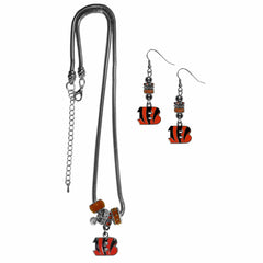 Cincinnati Bengals Euro Bead Earrings and Necklace Set - Siskiyou Buckle