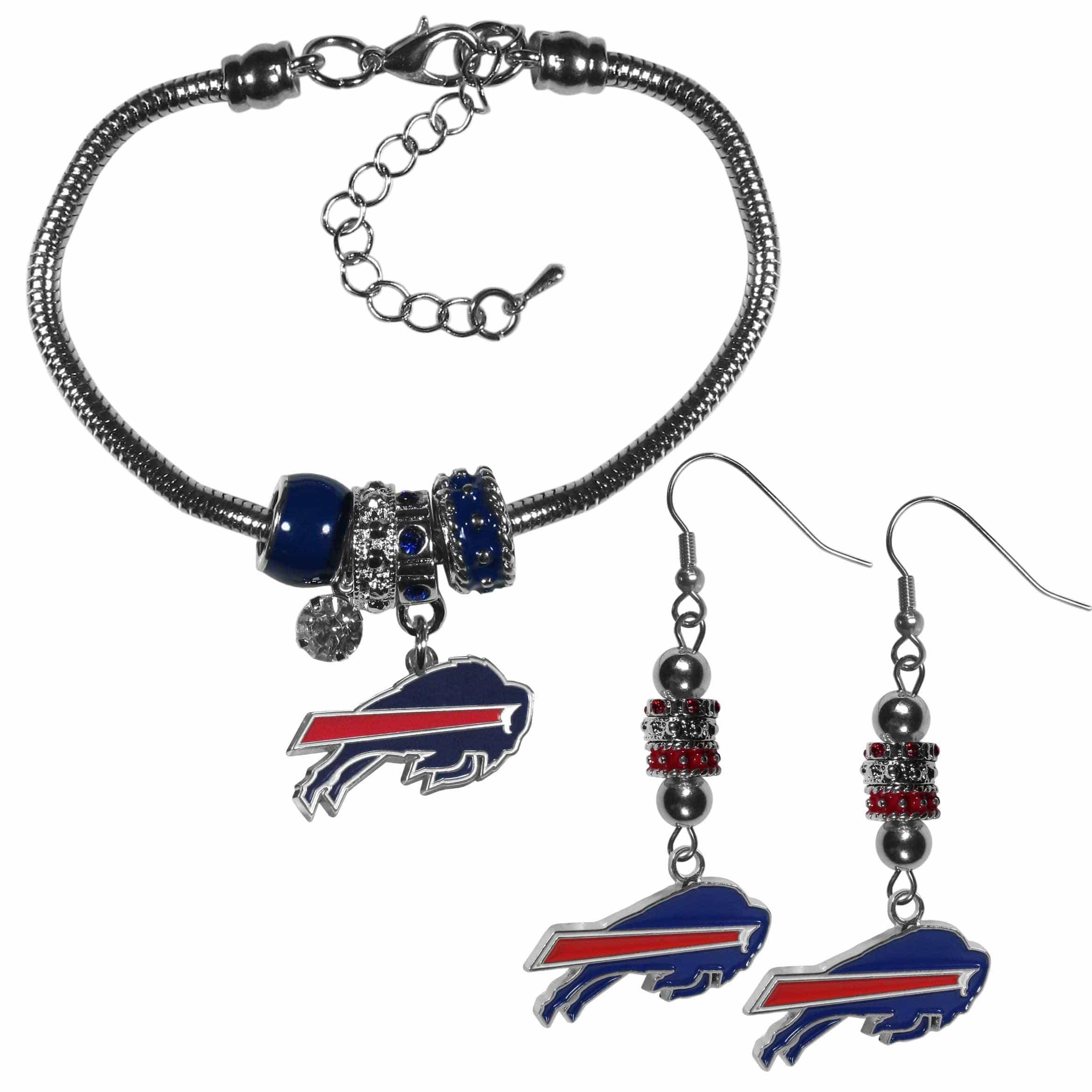 Buffalo Bills Euro Bead Earrings and Bracelet Set - Siskiyou Buckle