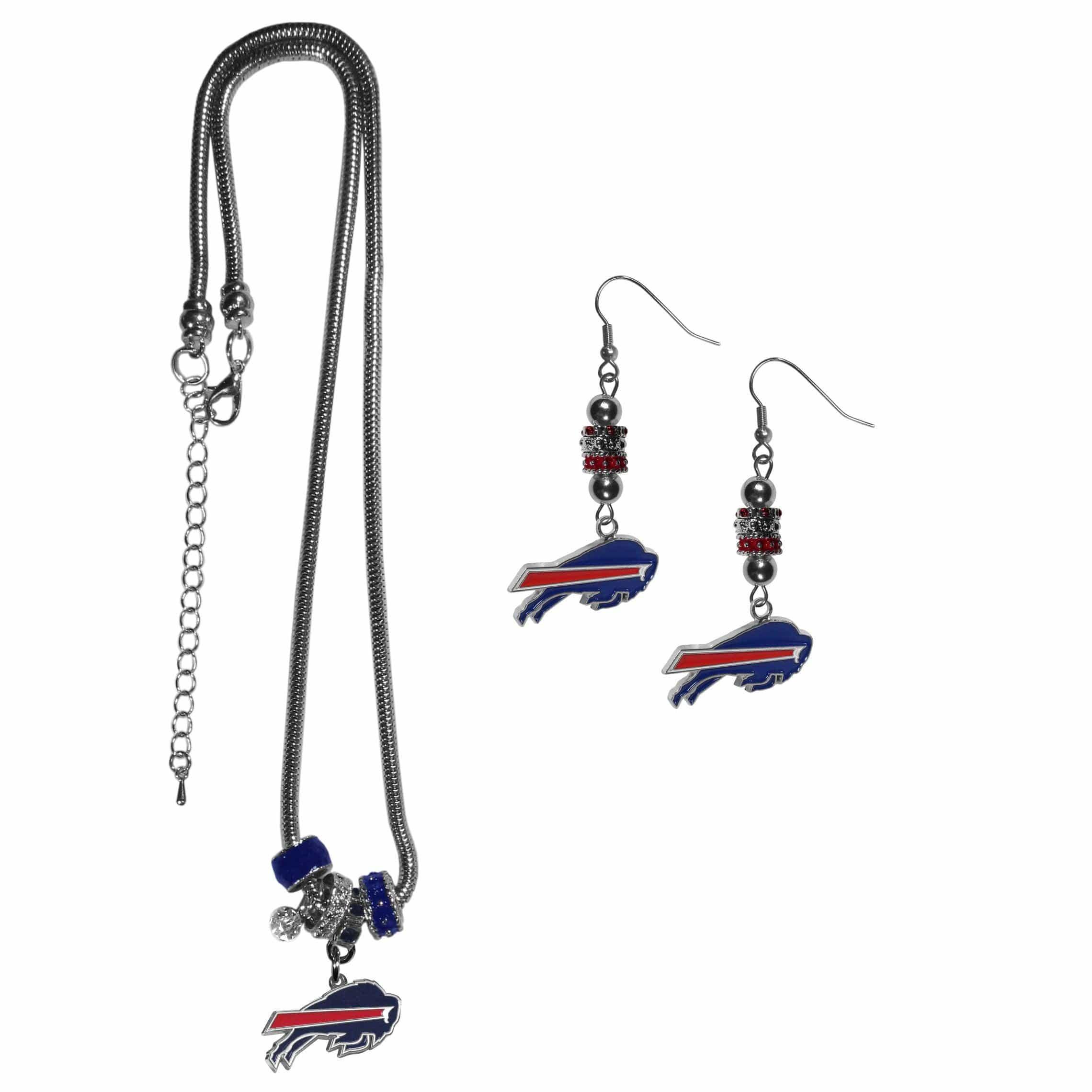 Buffalo Bills Euro Bead Earrings and Necklace Set - Siskiyou Buckle