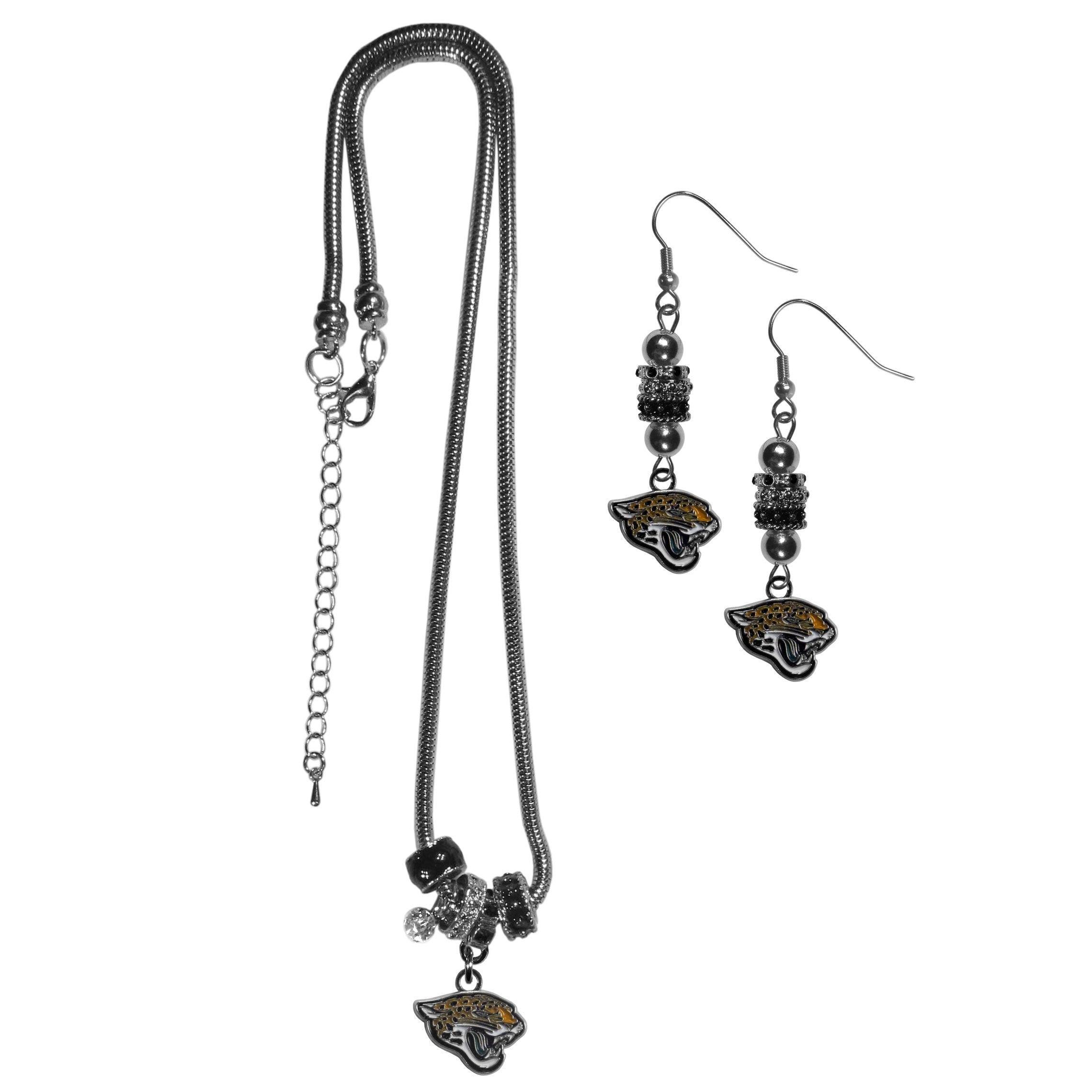 Jacksonville Jaguars Euro Bead Earrings and Necklace Set - Flyclothing LLC