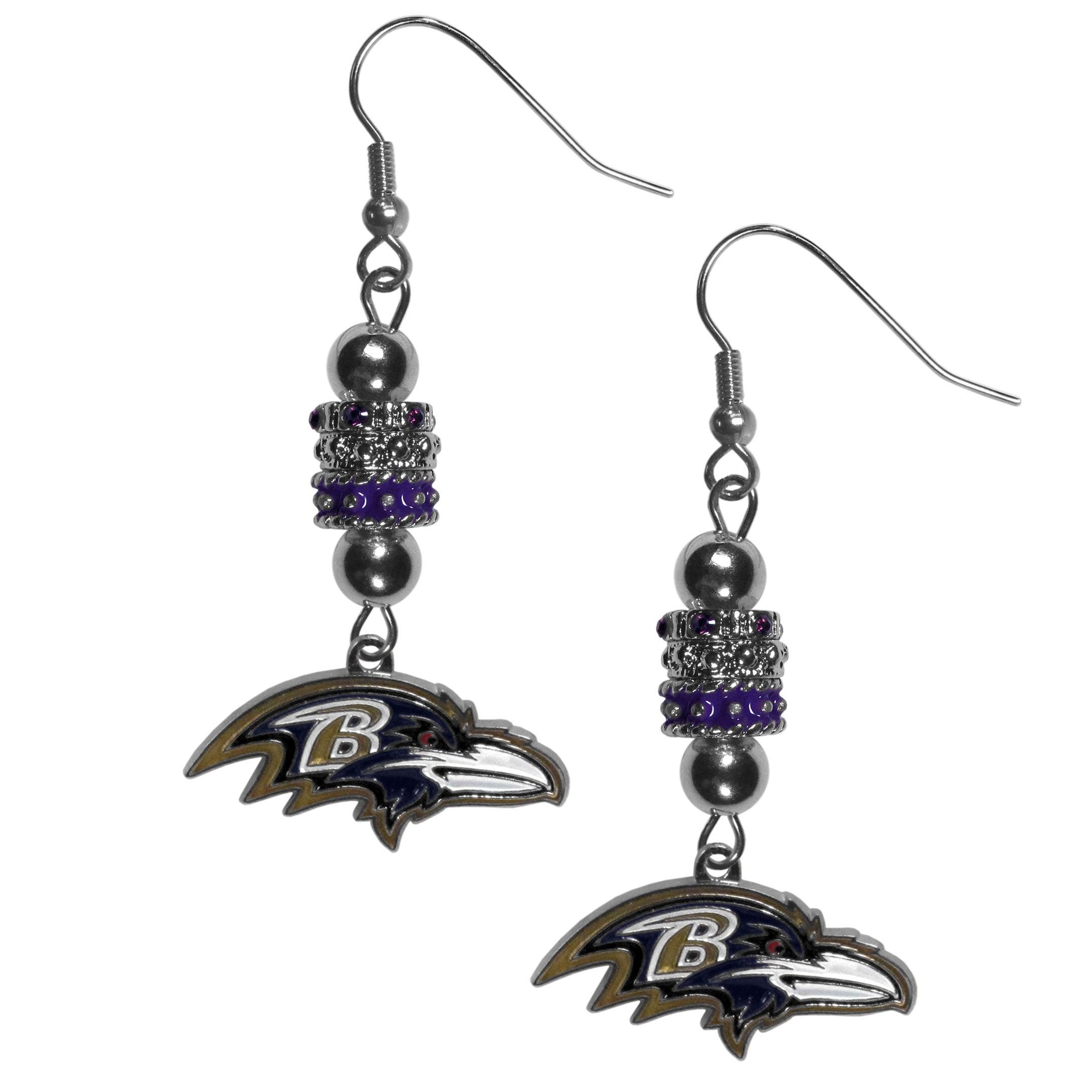 Baltimore Ravens Euro Bead Earrings - Siskiyou Buckle