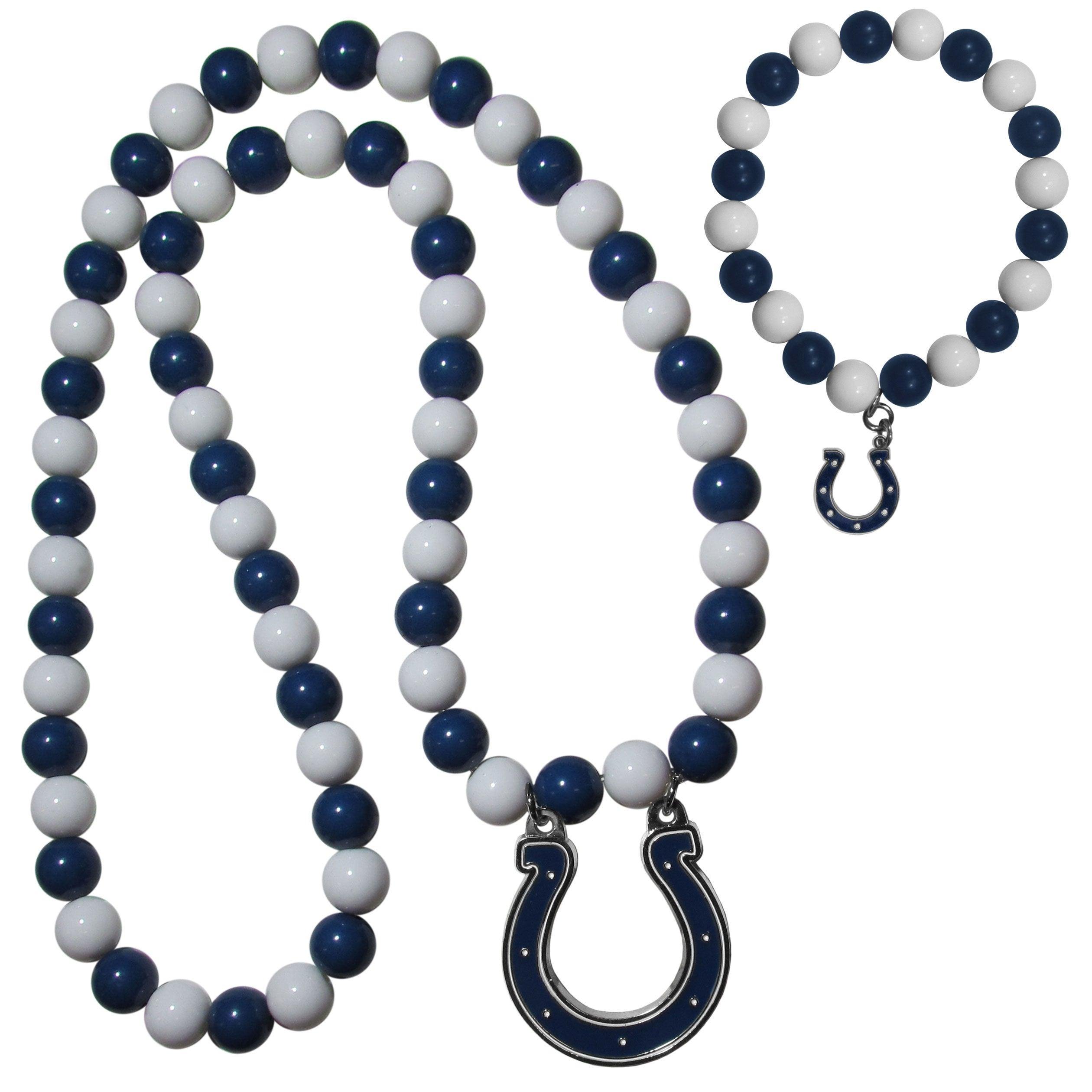 Indianapolis Colts Fan Bead Necklace and Bracelet Set - Flyclothing LLC