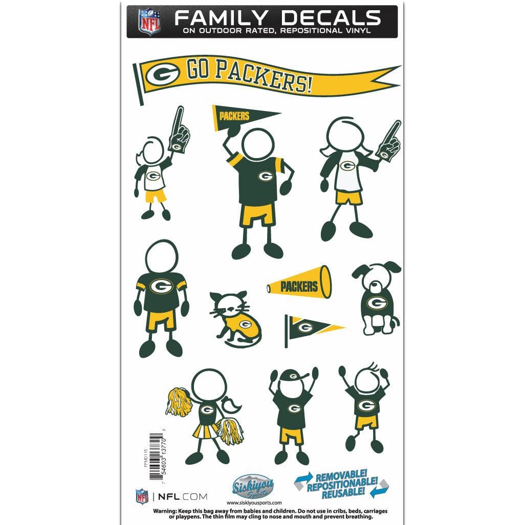 Green Bay Packers Family Decal Set Medium - Siskiyou Buckle