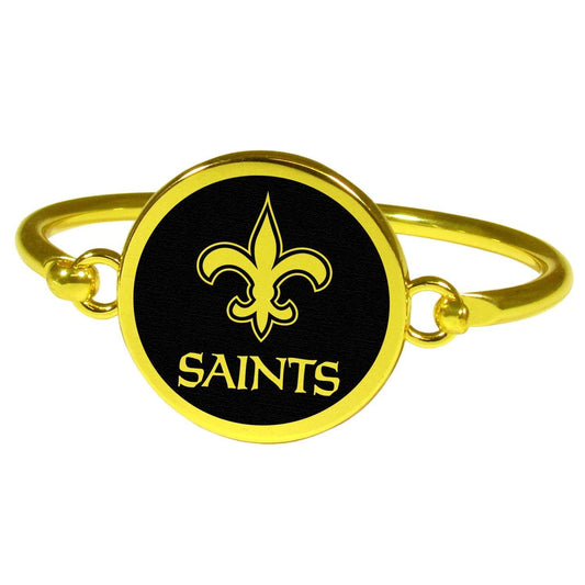 New Orleans Saints Gold Tone Bangle Bracelet - Siskiyou Buckle