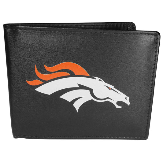 Denver Broncos Leather Bi-fold Wallet, Large Logo - Flyclothing LLC