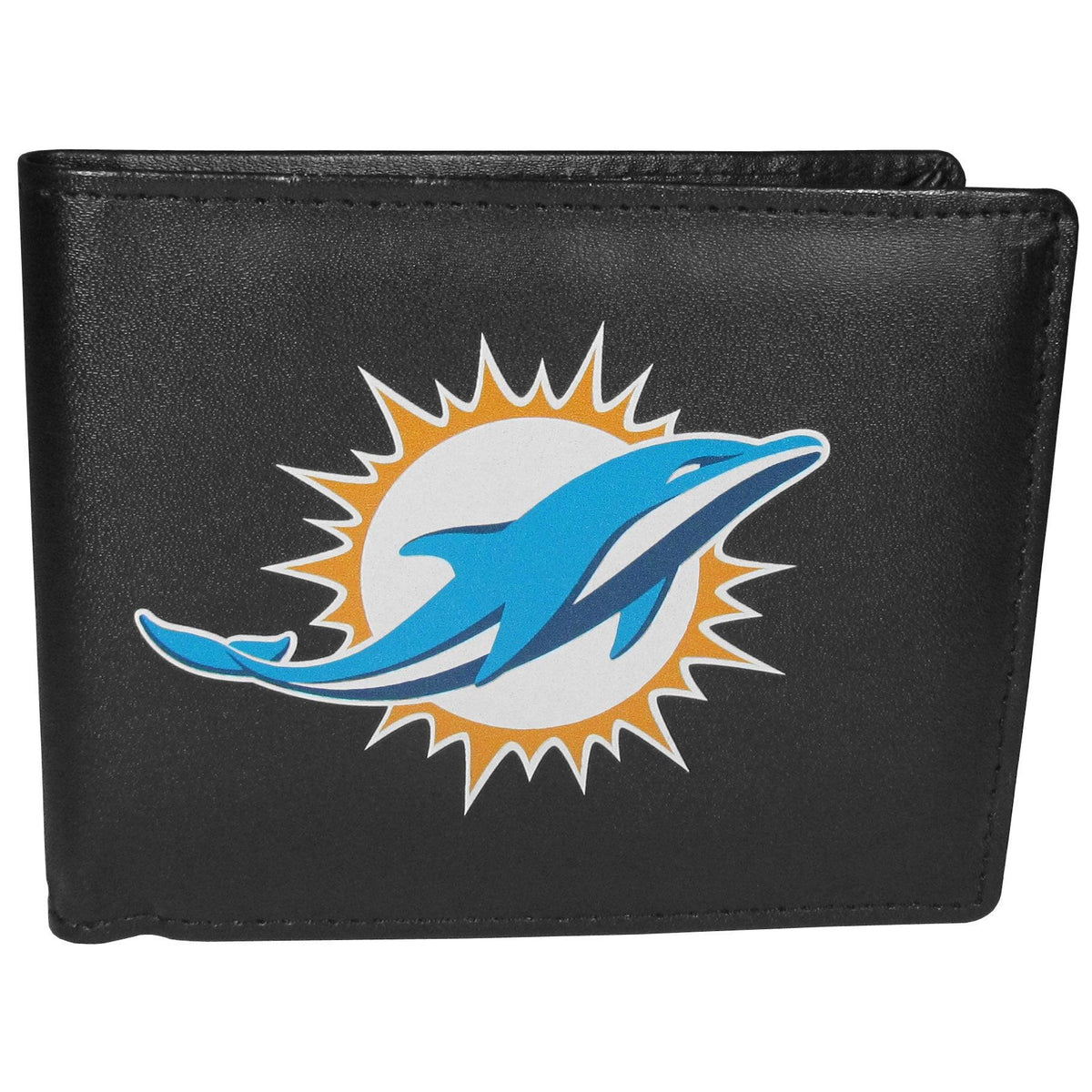 Miami Dolphins Leather Bi-fold Wallet, Large Logo - Flyclothing LLC