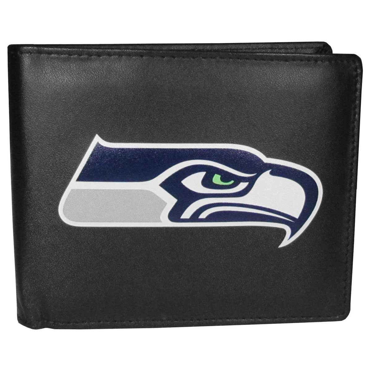 Seattle Seahawks Leather Bi-fold Wallet, Large Logo - Flyclothing LLC