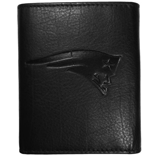 New England Patriots Embossed Leather Tri-fold Wallet - Siskiyou Buckle