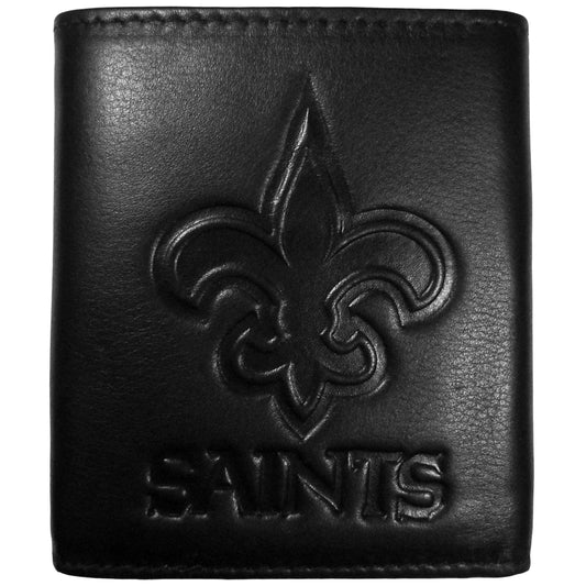 New Orleans Saints Embossed Leather Tri-fold Wallet - Siskiyou Buckle