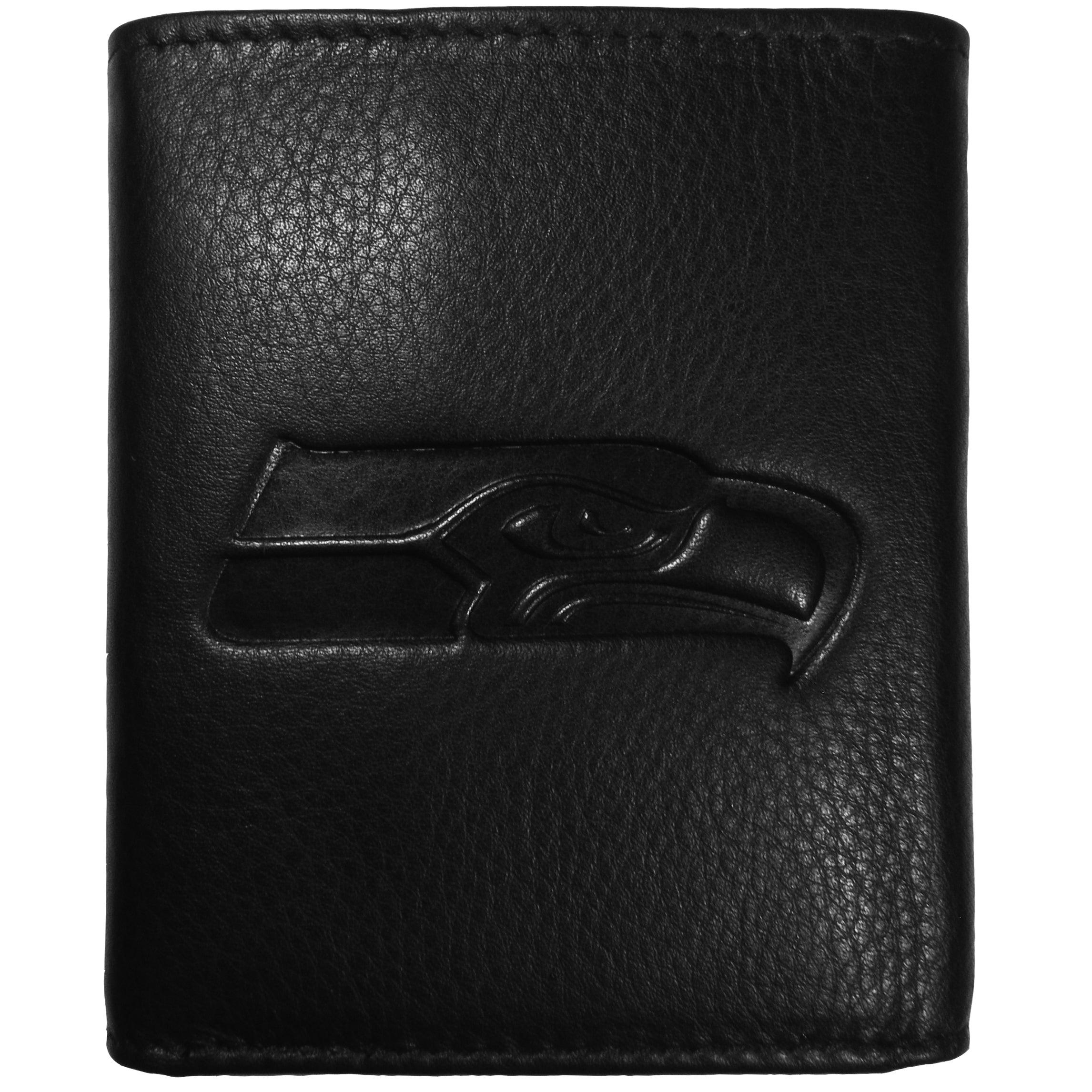 Seattle Seahawks Embossed Leather Tri-fold Wallet - Flyclothing LLC