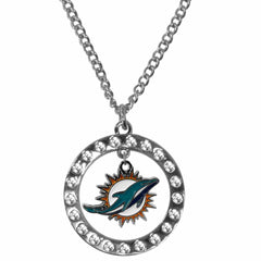 Miami Dolphins Rhinestone Hoop Necklaces - Flyclothing LLC