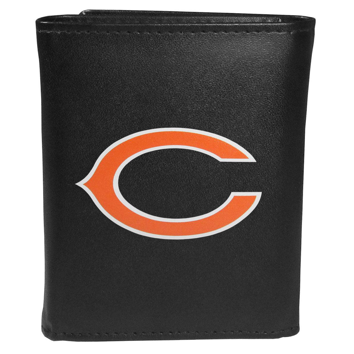 Chicago Bears Leather Tri-fold Wallet, Large Logo - Siskiyou Buckle