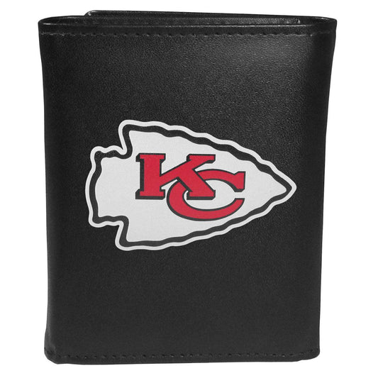 Kansas City Chiefs Leather Tri-fold Wallet, Large Logo - Flyclothing LLC