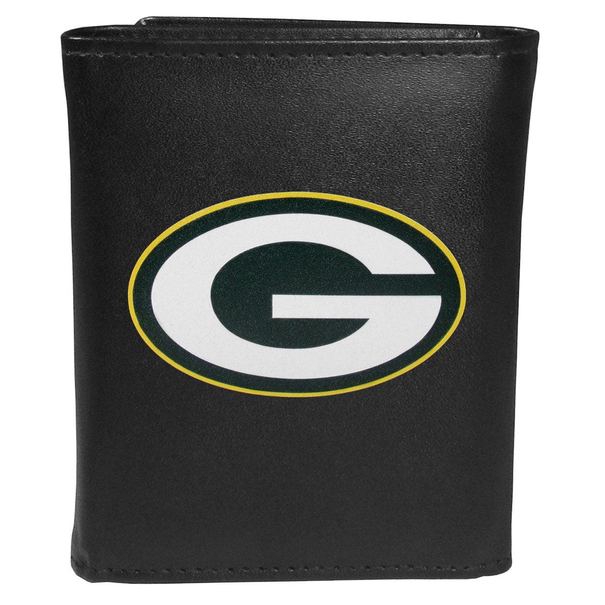 Green Bay Packers Leather Tri-fold Wallet, Large Logo - Flyclothing LLC