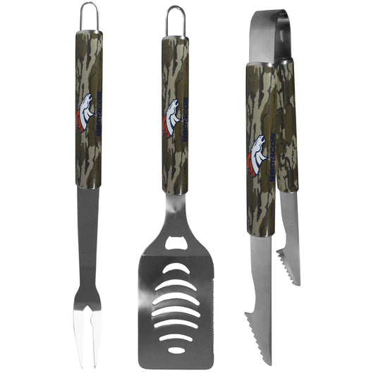 Denver Broncos 3 pc BBQ Set w/Mossy Oak Camo - Siskiyou Buckle