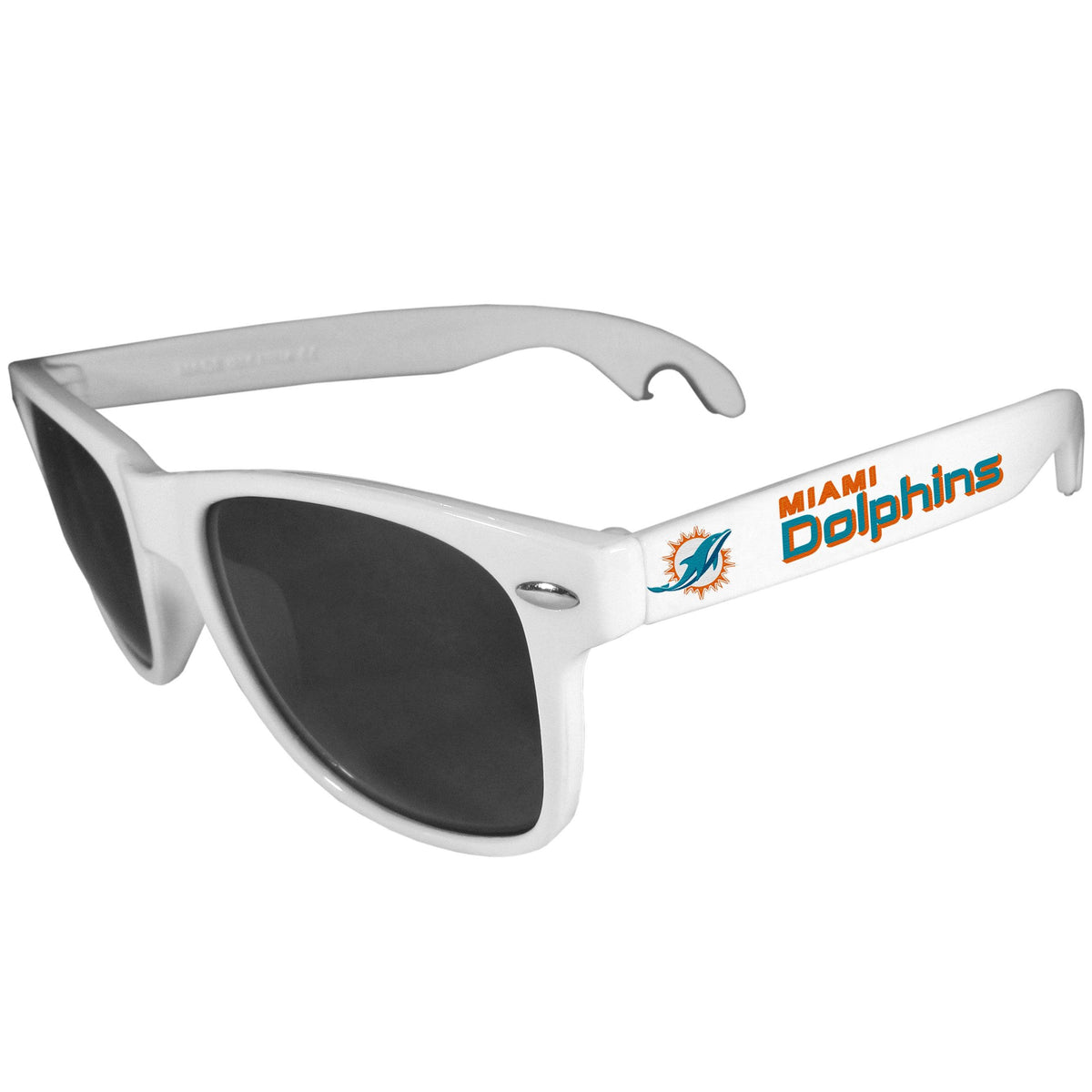 Miami Dolphins Beachfarer Bottle Opener Sunglasses, White - Flyclothing LLC