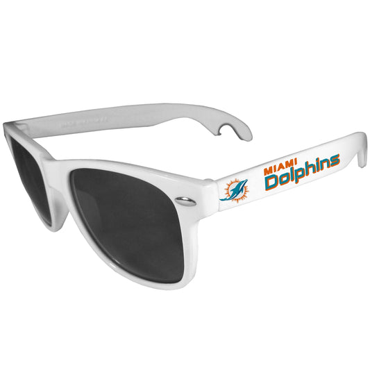 Miami Dolphins Beachfarer Bottle Opener Sunglasses, White - Flyclothing LLC