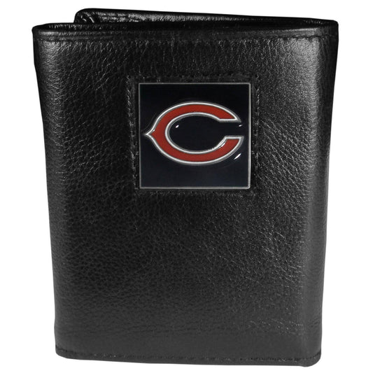 Chicago Bears Deluxe Leather Tri-fold Wallet Packaged in Gift Box - Siskiyou Buckle