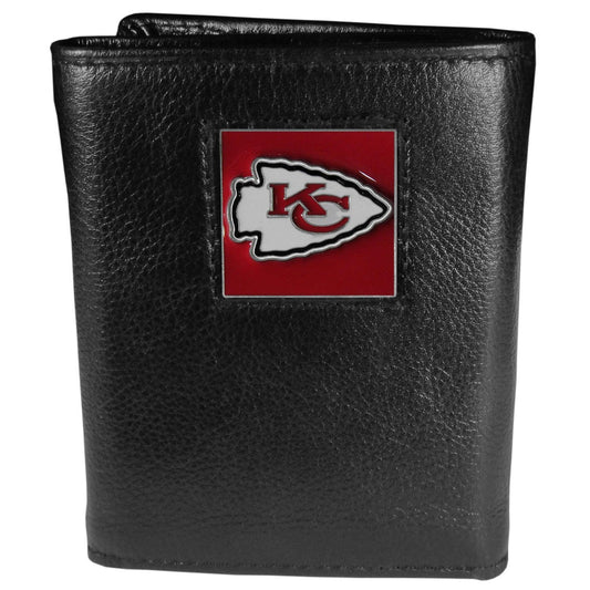 Kansas City Chiefs Deluxe Leather Tri-fold Wallet Packaged in Gift Box - Flyclothing LLC