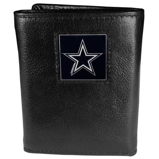 Dallas Cowboys Deluxe Leather Tri-fold Wallet Packaged in Gift Box - Siskiyou Buckle