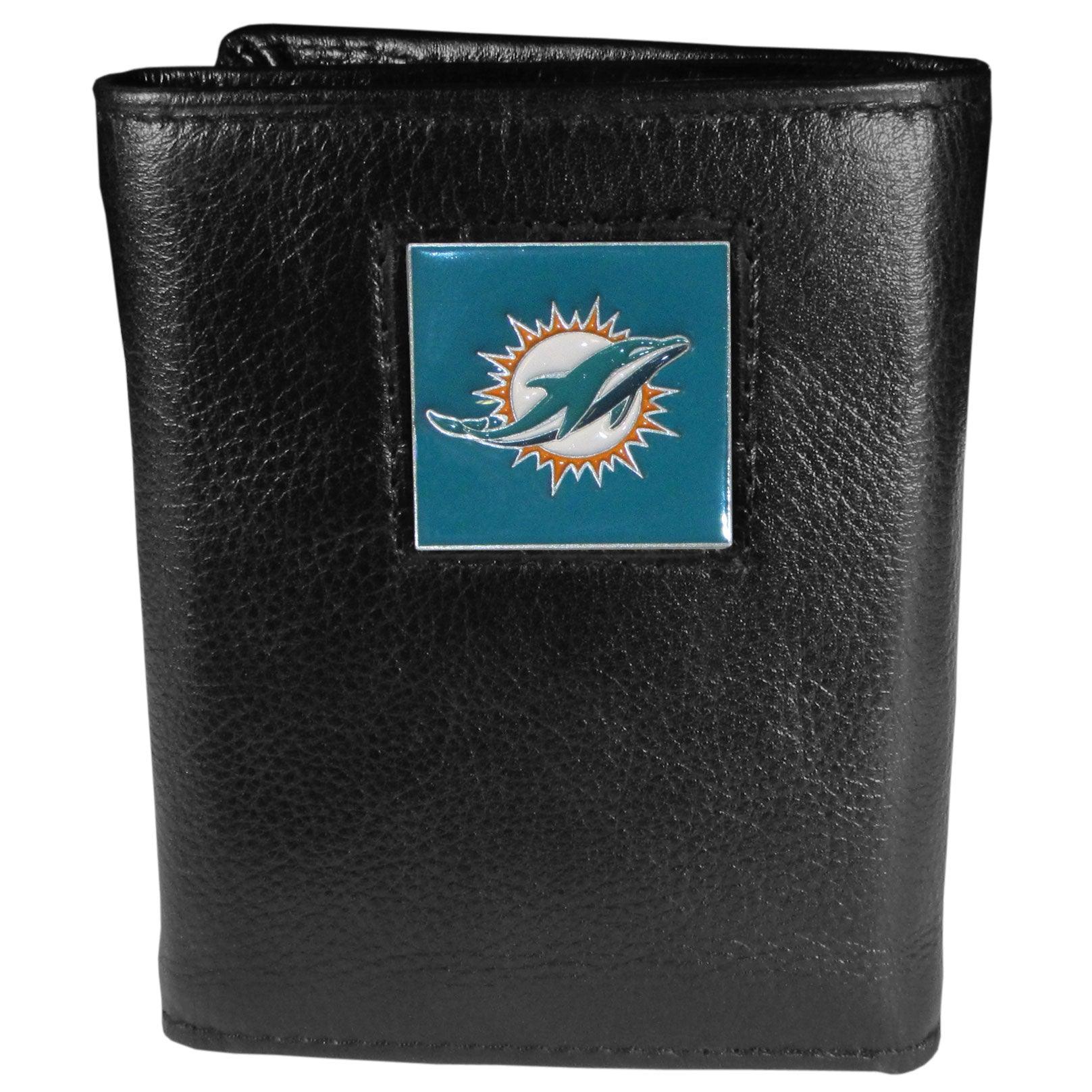 Miami Dolphins Deluxe Leather Tri-fold Wallet - Flyclothing LLC