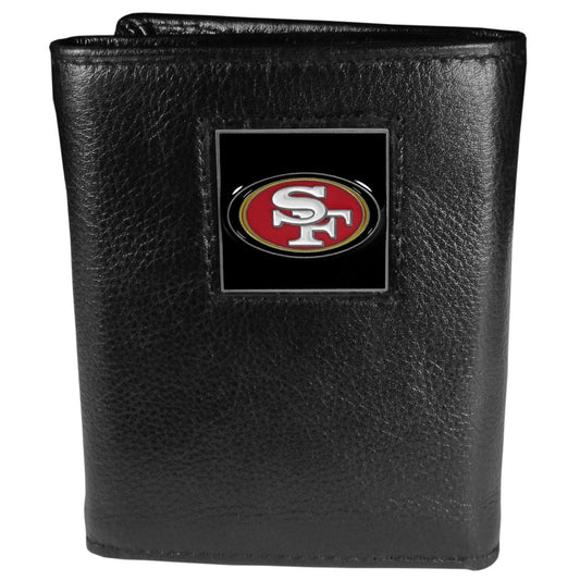 San Francisco 49ers Deluxe Leather Tri-fold Wallet Packaged in Gift Box - Flyclothing LLC