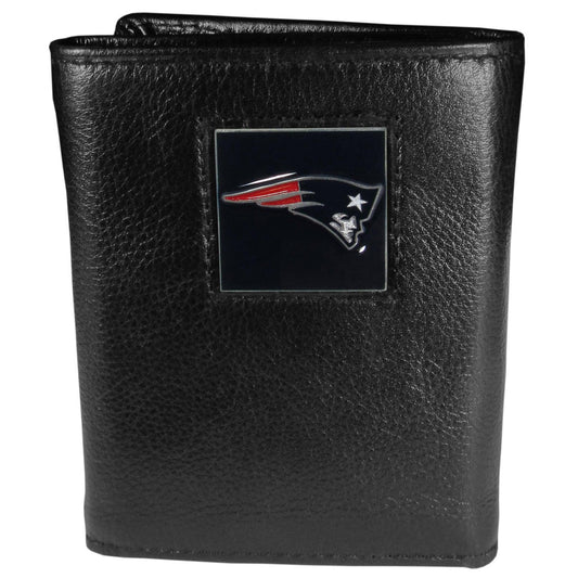 New England Patriots Deluxe Leather Tri-fold Wallet Packaged in Gift Box - Flyclothing LLC