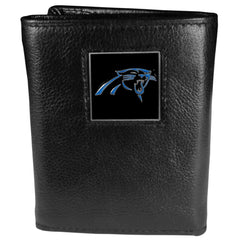 Carolina Panthers Deluxe Leather Tri-fold Wallet Packaged in Gift Box - Siskiyou Buckle