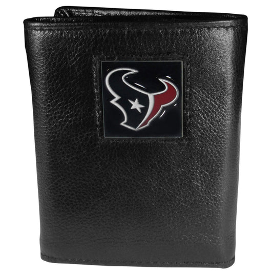 Houston Texans Deluxe Leather Tri-fold Wallet Packaged in Gift Box - Siskiyou Buckle