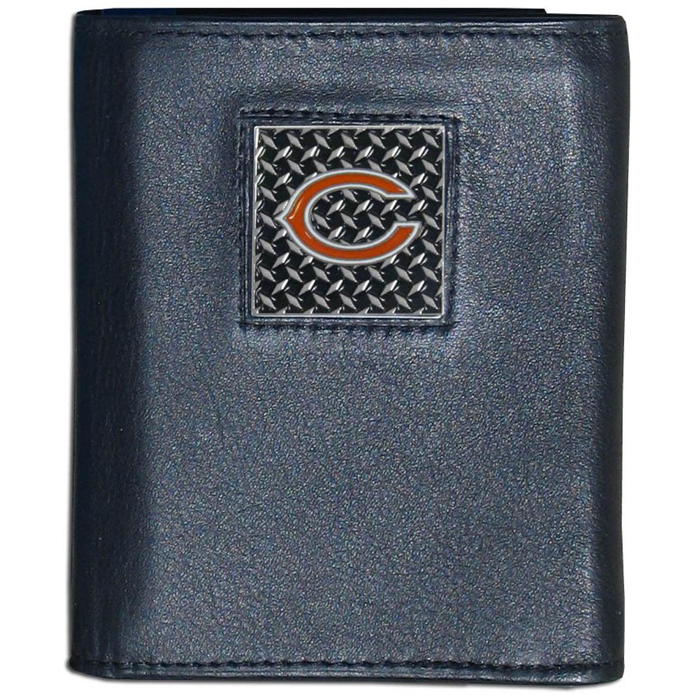 Chicago Bears Gridiron Leather Tri-fold Wallet Packaged in Gift Box - Siskiyou Buckle