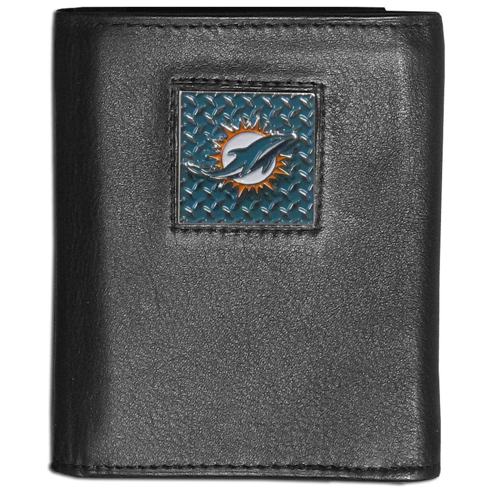 Miami Dolphins Gridiron Leather Tri-fold Wallet - Flyclothing LLC