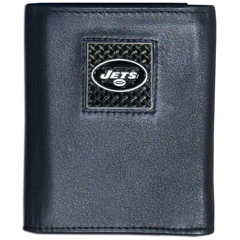 New York Jets Gridiron Leather Tri-fold Wallet Packaged in Gift Box - Flyclothing LLC