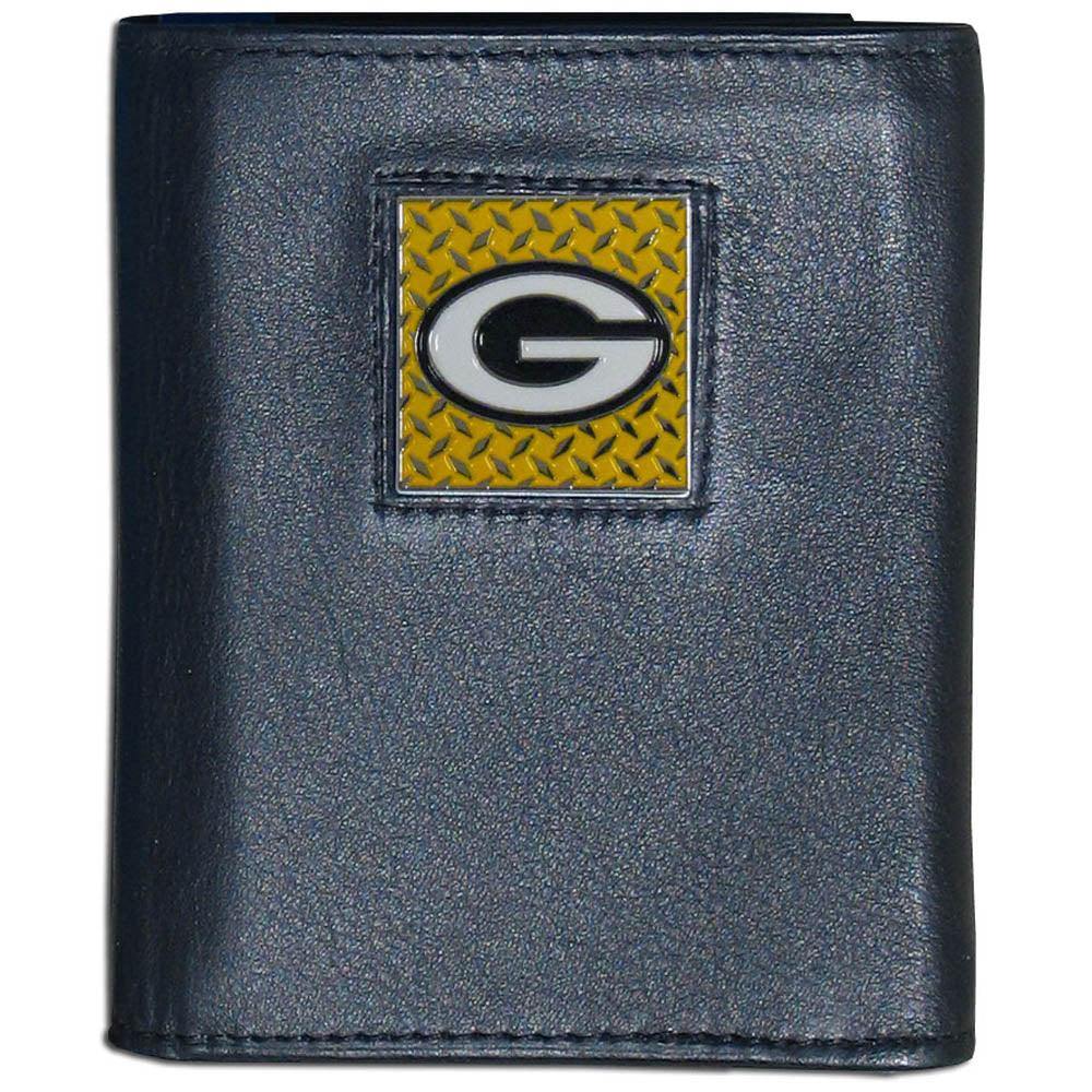 Green Bay Packers Gridiron Leather Tri-fold Wallet - Siskiyou Buckle