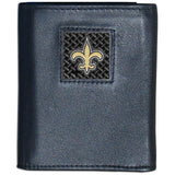 New Orleans Saints Gridiron Leather Tri-fold Wallet Packaged in Gift Box - Flyclothing LLC