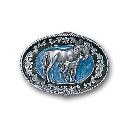 Mare with Colt Enameled Belt Buckle - Flyclothing LLC