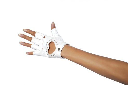 Roma Costume Pair of Gloves with Cut-out Heart and Stones - Flyclothing LLC