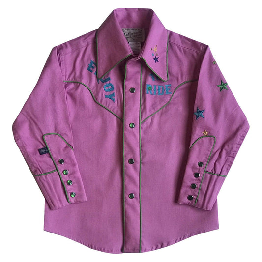 Rockmount Ranch Wear Kids Bronc  Enjoy the Ride Pink Cowgirl Shirt - Rockmount Clothing