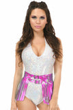 Daisy Corsets Fuchsia Hologram Fringe Mini Skirt - Flyclothing LLC