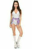 Daisy Corsets Lavender Hologram Fringe Mini Skirt - Flyclothing LLC