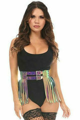 Daisy Corsets Rainbow Gold Holo Fringe Skirt