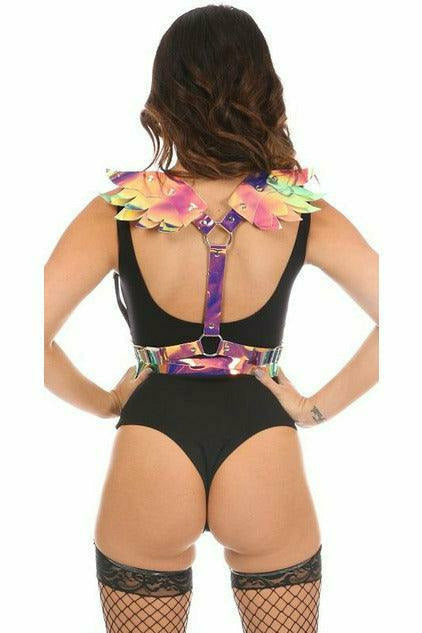 Daisy Corsets Rainbow Gold Holo Body Harness w/Wings