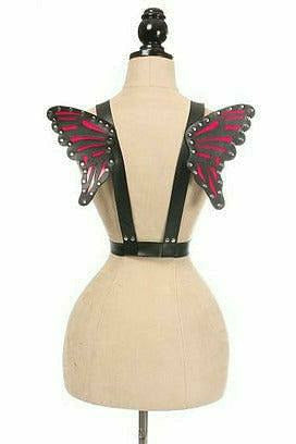 Daisy Corsets Black/Fuchsia Vegan Leather Butterfly Wings