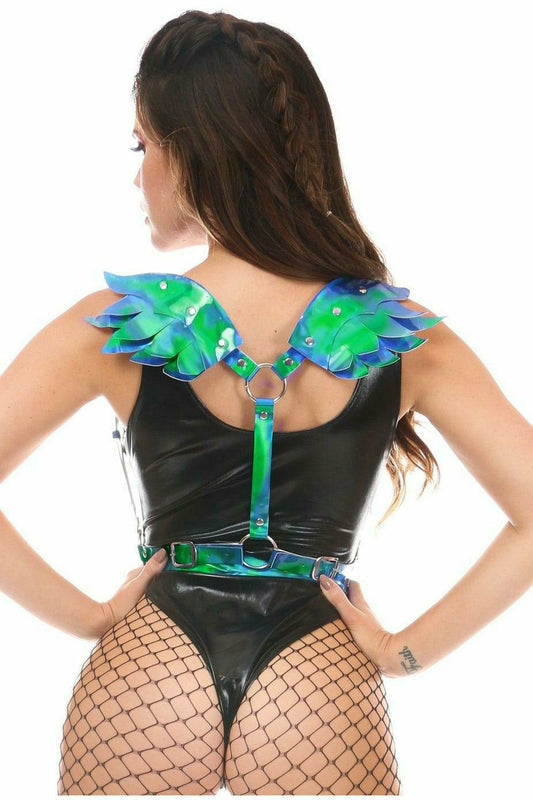 Daisy Corsets Blue/Teal Holo Angel Wings