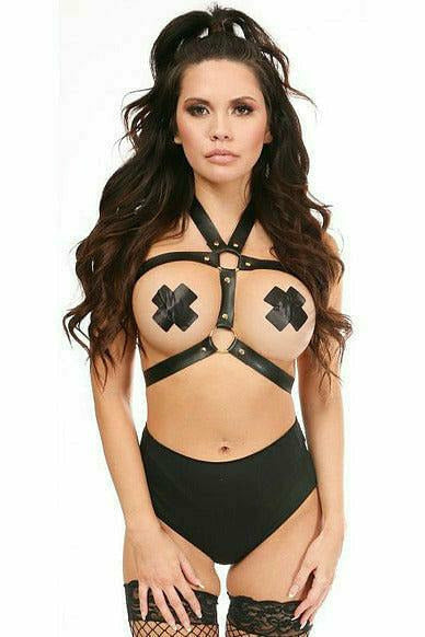 Daisy Corsets Black/Gold Vegan Leather Body Harness