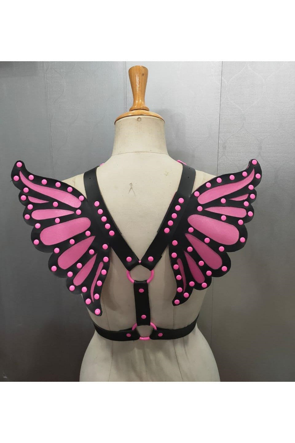 Daisy Corsets Faux Leather Pink Butterfly Wing Harness