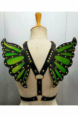 Faux Leather Green/Gold Butterfly Wing Harness - Flyclothing LLC